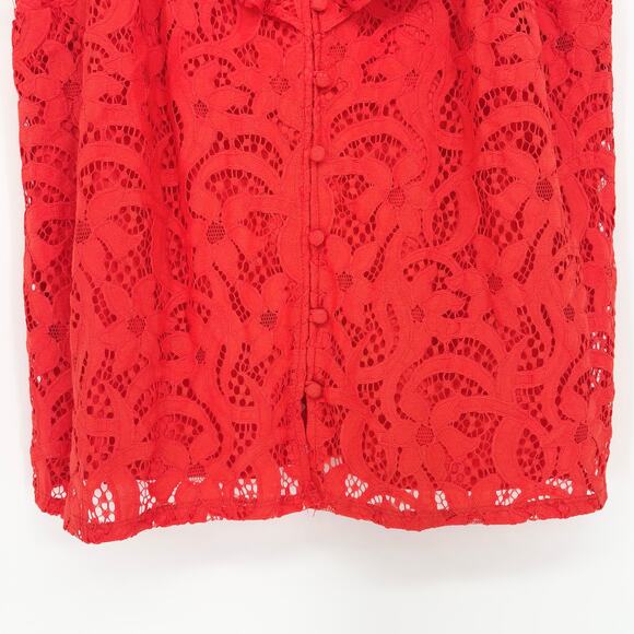 Torrid Orange Lace Ruffle Collar Button Front Sleeveless Top Size 2X - Picture 4 of 10